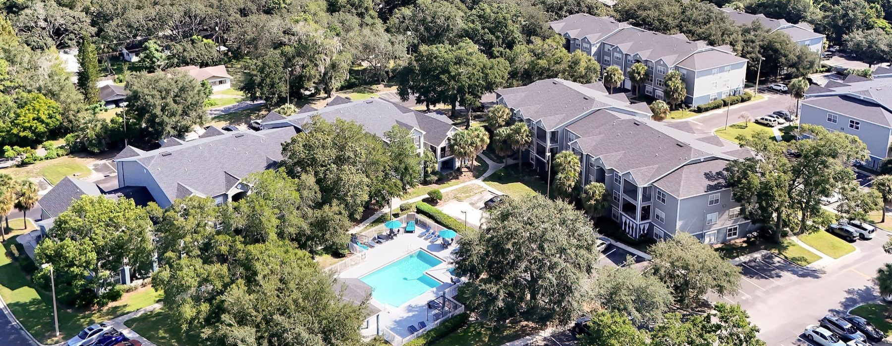 an aerial view of a neighborhood