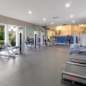 a gym with exercise equipment